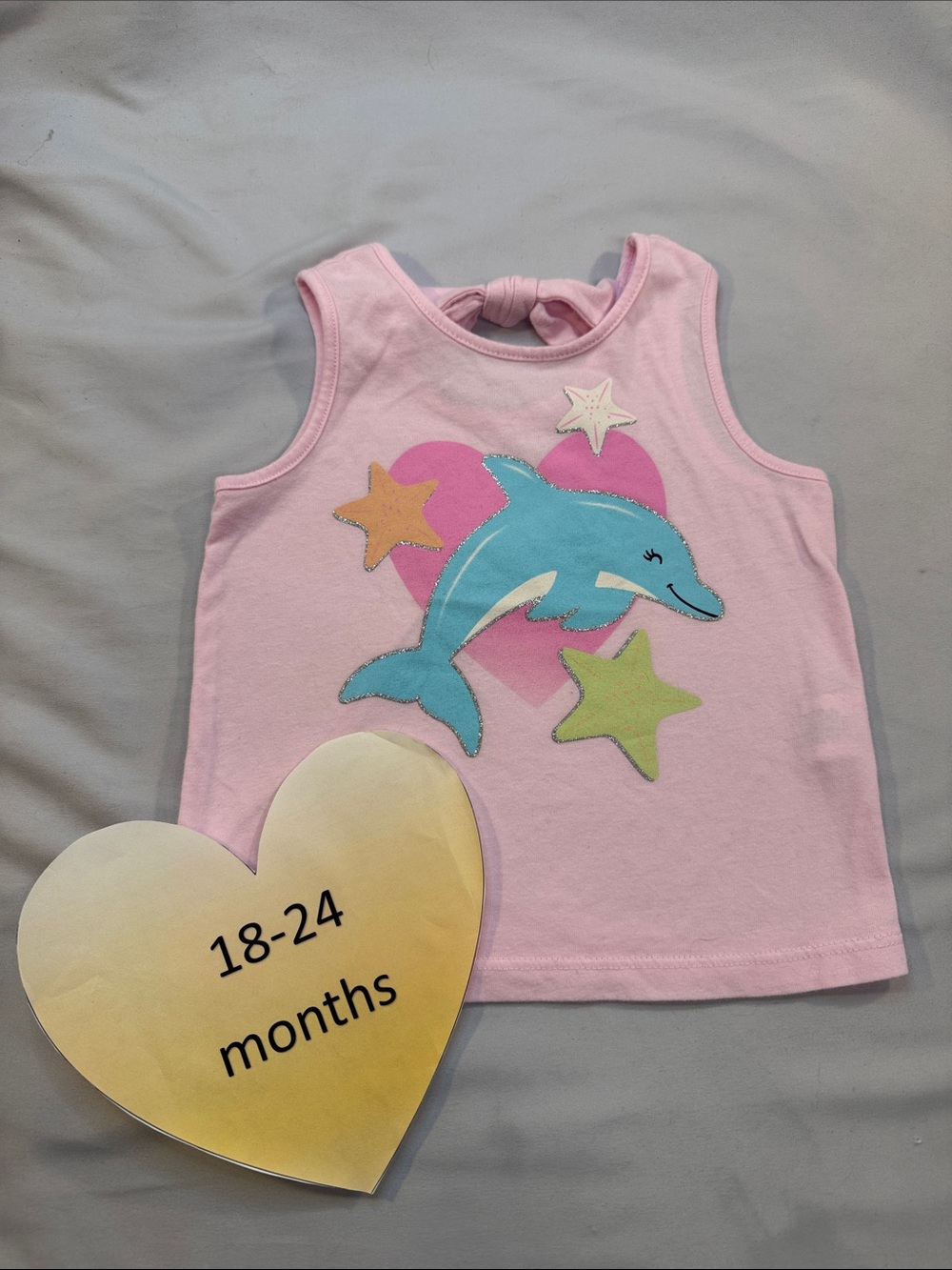 The Children's Place LIKE NEW Pink Tank Top with Blue Dolphin design